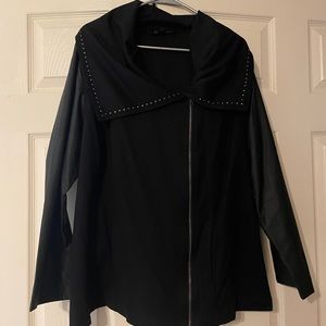 Faux leather jacket with cowl neck